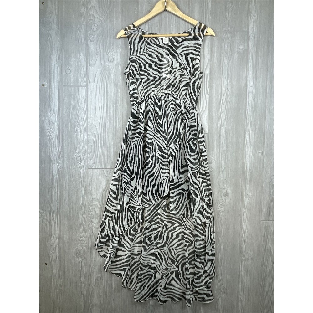 NEW Sans Souci Dress Womens Medium Black White Zebra Animal Print Mob Wife